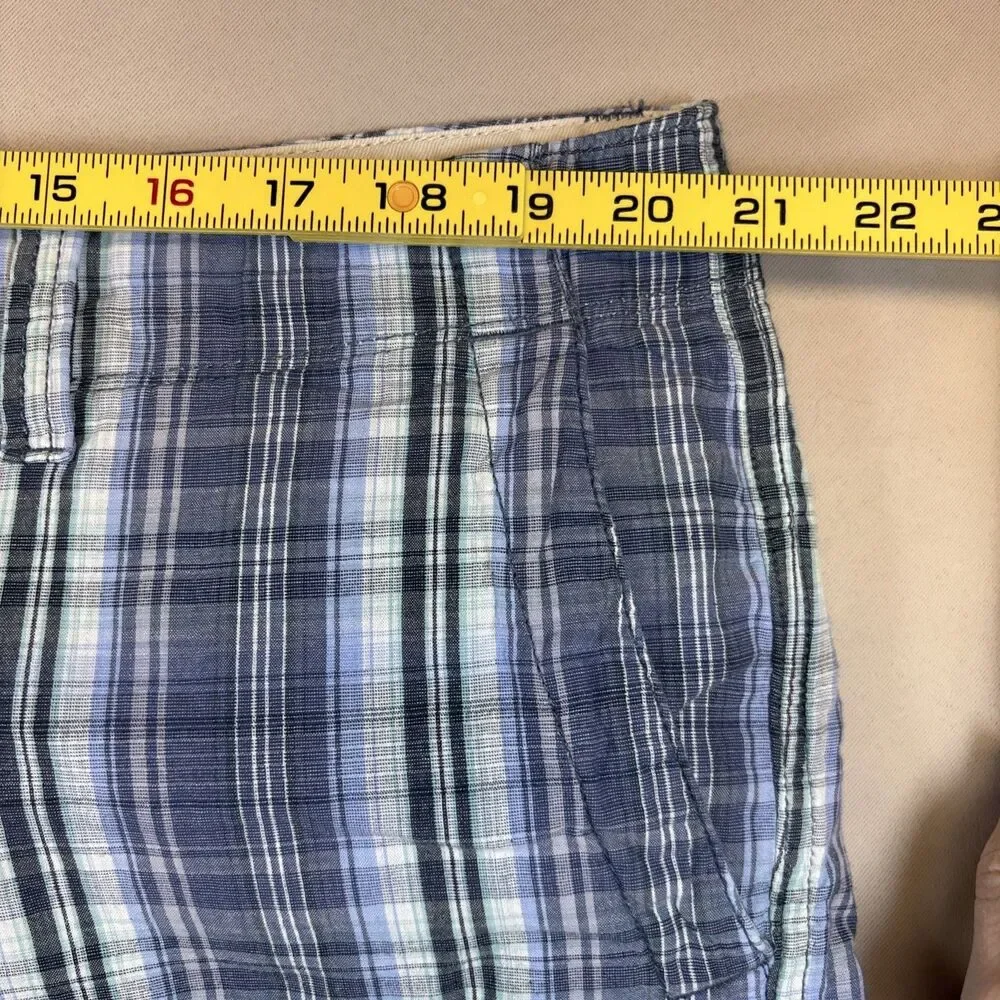 Tommy Bahama Relax‎ Chino Shorts Mens 42 Blue Check Plaid Cotton Casual 10”